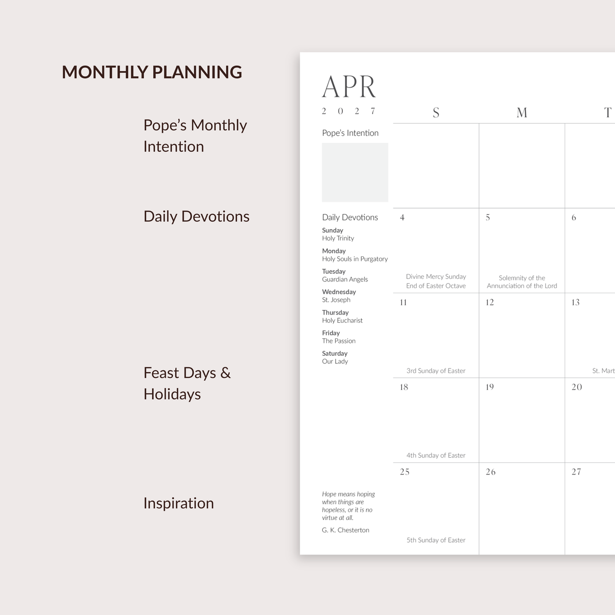 2027 Solé Weekly Planner